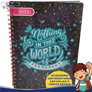 CUADERNO UNIVERSITARIO 100 HOJAS 2 LINEAS ESTILO