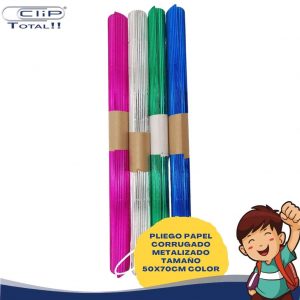 PLIEGO PAPEL CORRUGADO METALIZADO TAMAÑO 50X70CM COLOR