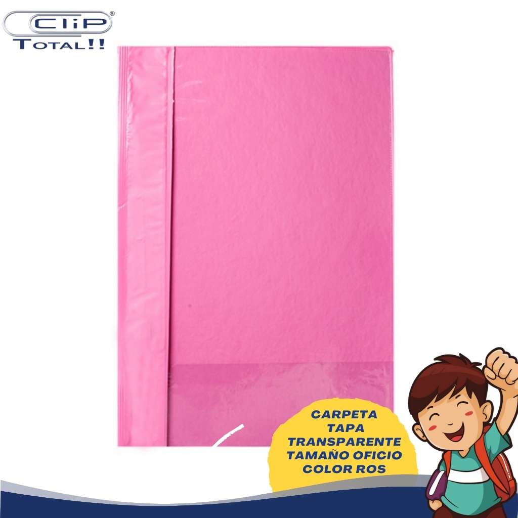 CARPETA TAPA TRANSPARENTE OFICIO COLOR ROS
