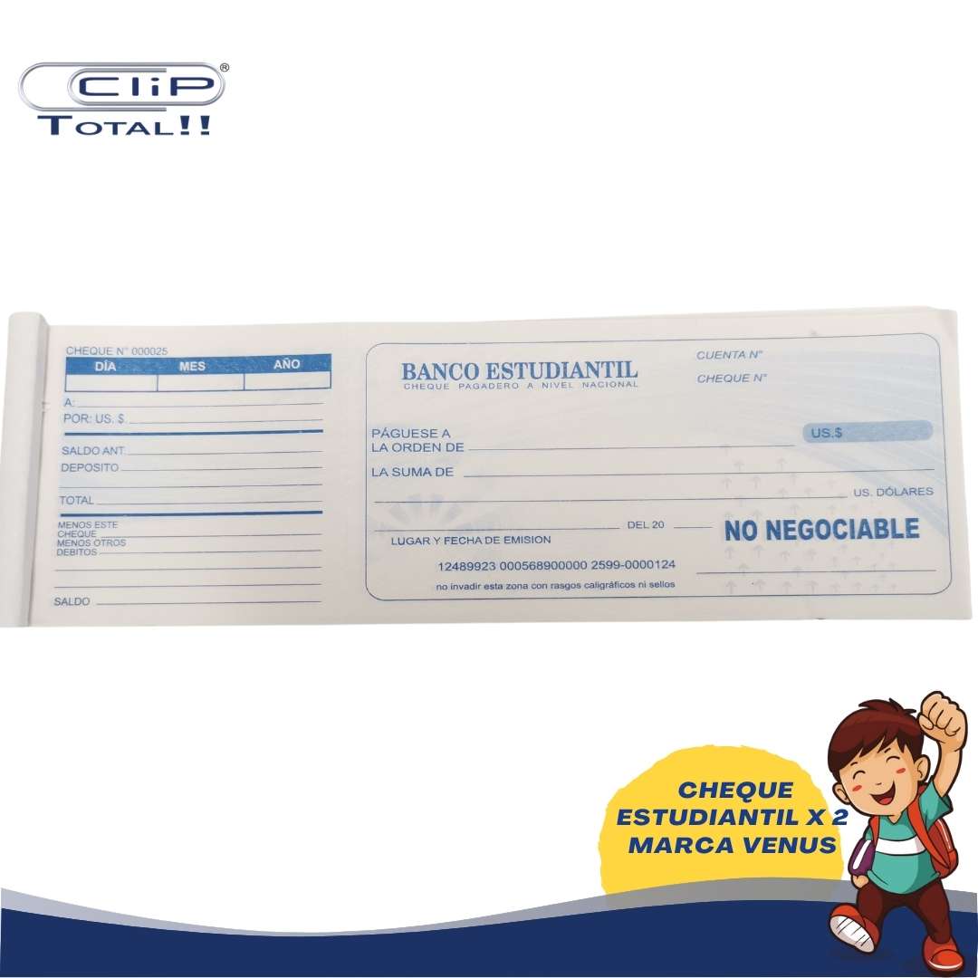 DOCUMENTO CHEQUE ESTUDIANTIL MARCA VENUS X02U