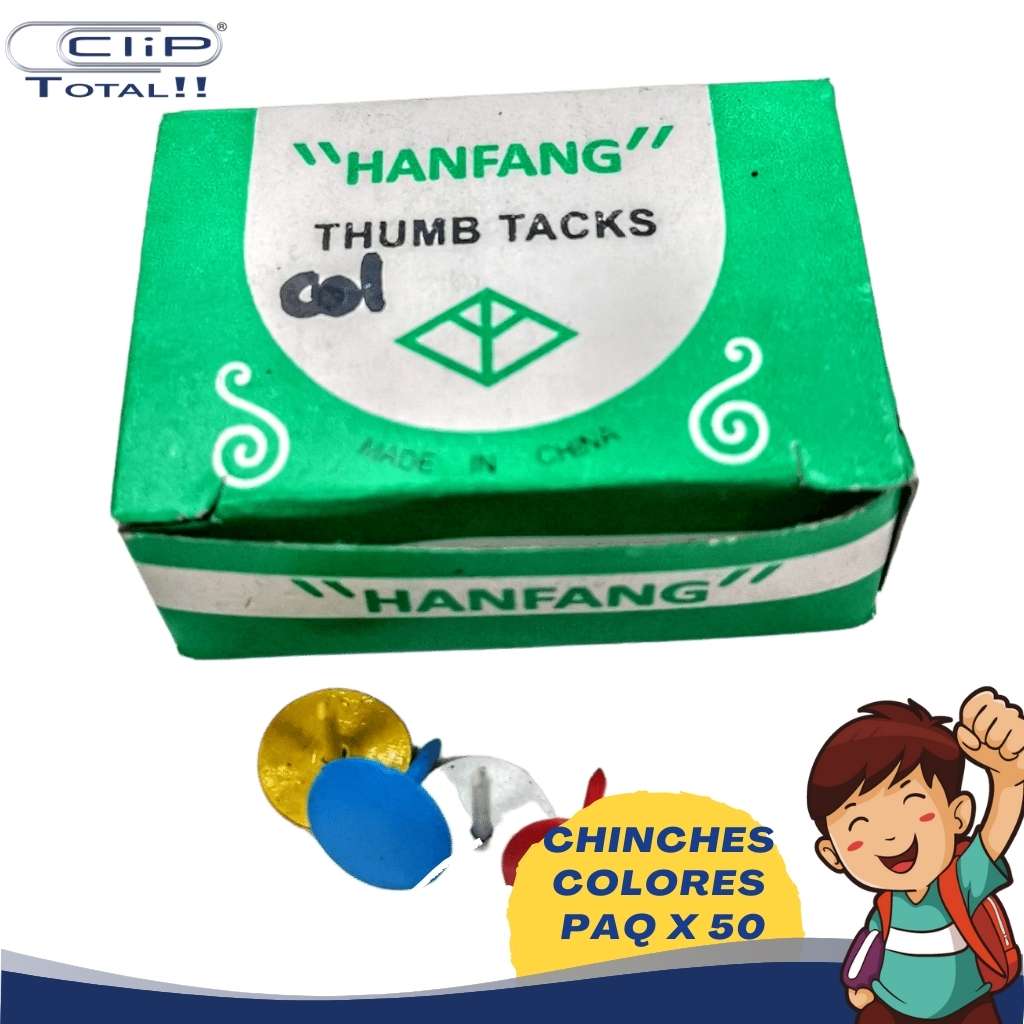 CHINCHES TACHUELAS COLORES X50U X01 CAJA