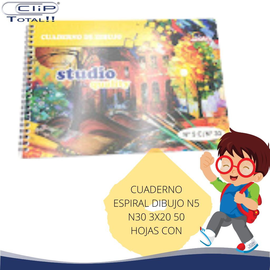 CUADERNO ESPIRAL DIBUJO N5 N30 3X20 50 HOJAS CON MARGEN