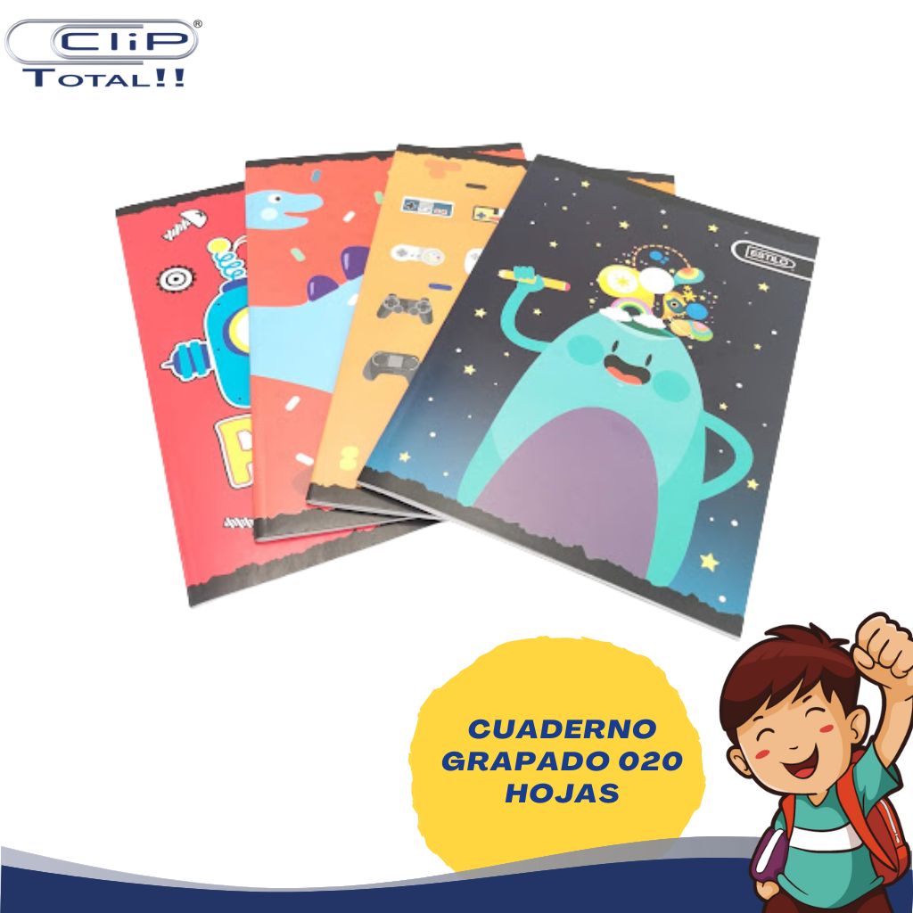 CUADERNO GRAPADO 020 HOJAS SURTIDO