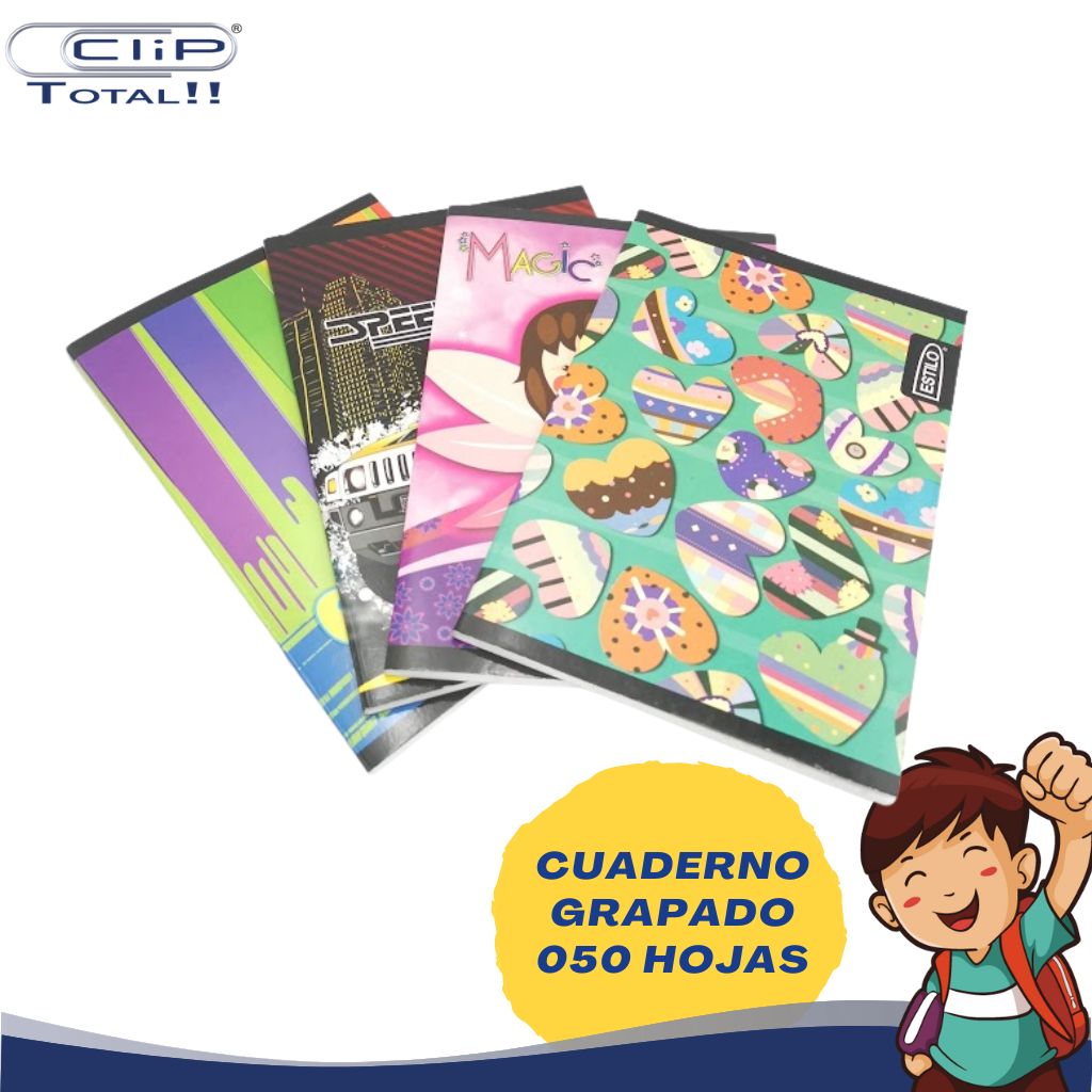 CUADERNO GRAPADO 050 HOJAS SURTIDOS