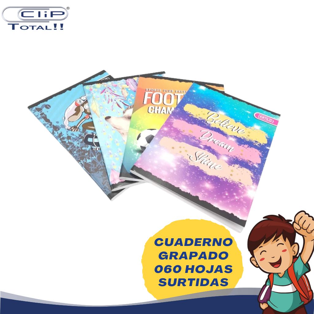 CUADERNO GRAPADO 060 HOJAS SURTIDAS