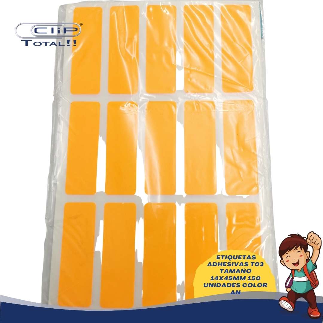ETIQUETAS ADHESIVAS PAQUETE T03 14X45MM 150 UNIDADES COLOR AN