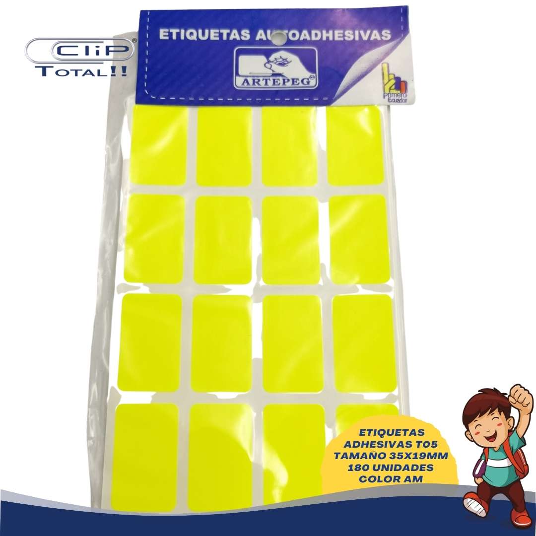 ETIQUETAS ADHESIVAS PAQUETE T05 19X35MM 180 UNIDADES COLOR AM