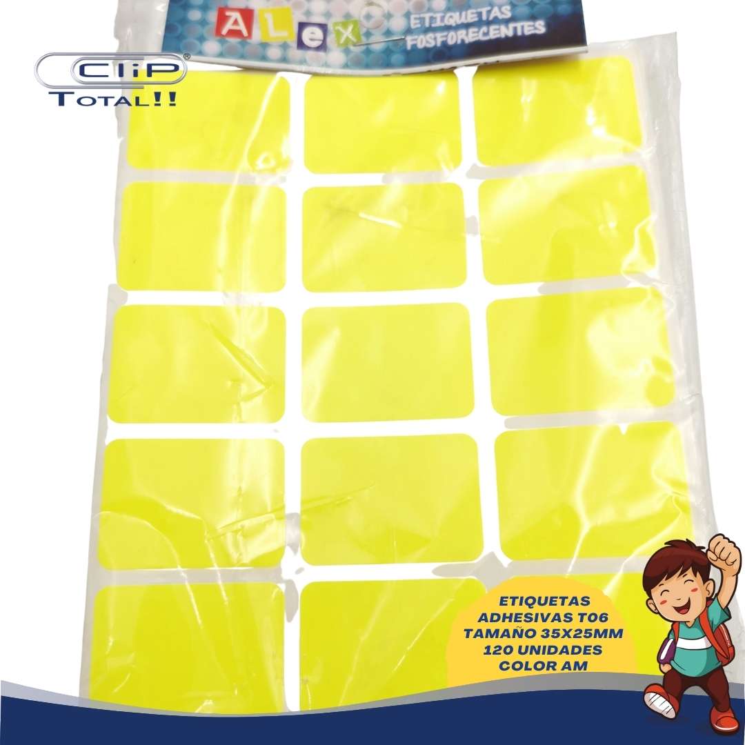 ETIQUETAS ADHESIVAS PAQUETE T06 25X35MM 120 UNIDADES COLOR AM