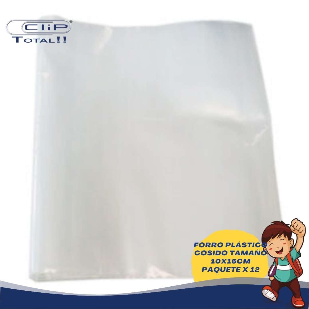 FORRO PLÁSTICO COSIDO 10X16PULG X012U PAQUETE