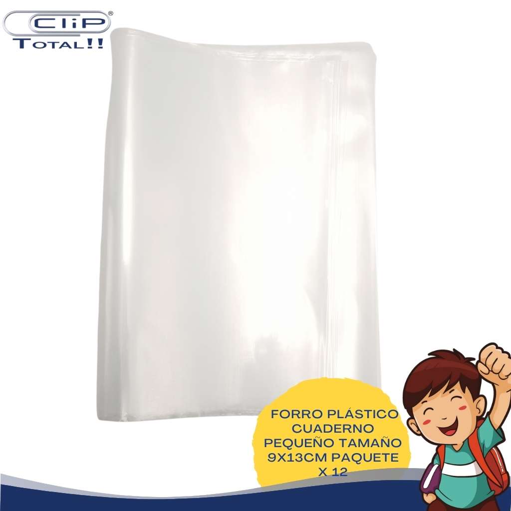 FORRO PLÁSTICO CUADERNO PEQUEÑO 9X13PULG X012U PAQUETE