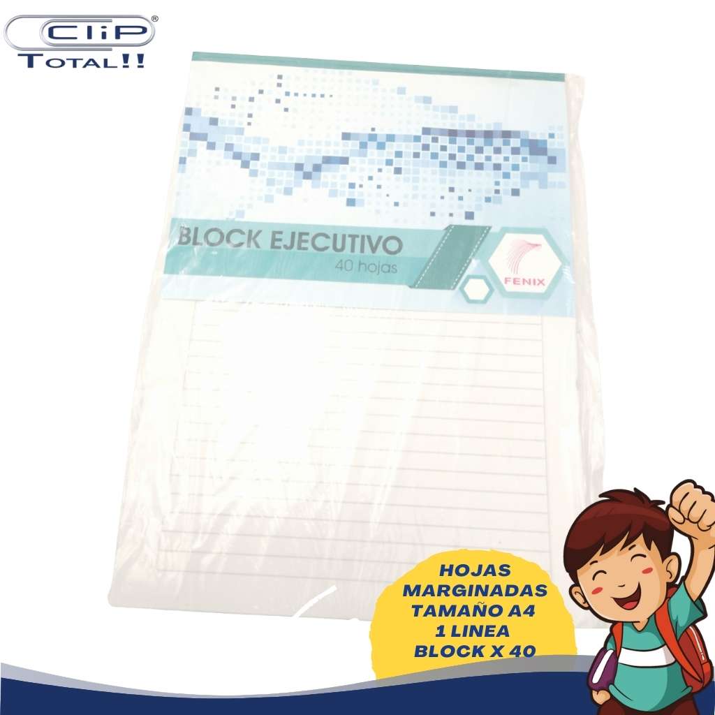 HOJAS MARGINADAS A4 1 LINEA BLOCK 40 UNIDADES