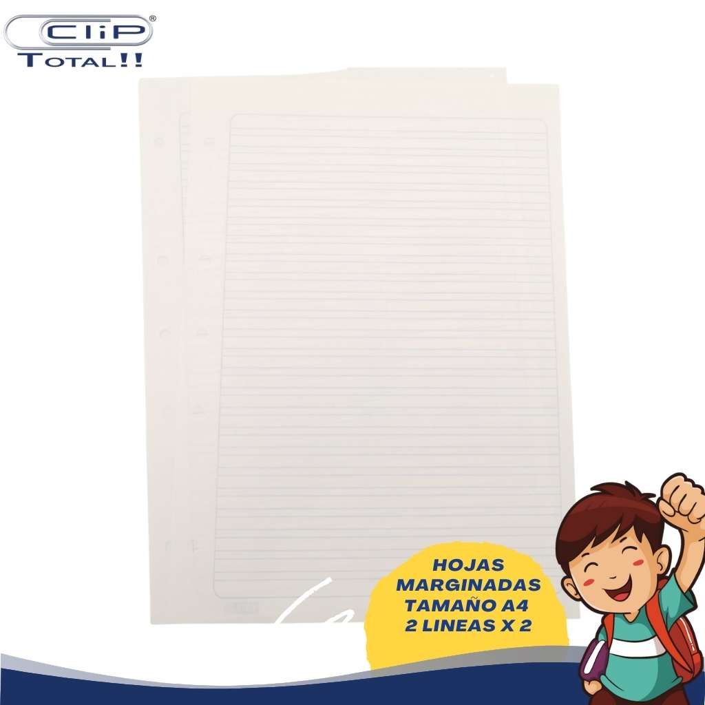 HOJAS MARGINADAS A4 2 LINEAS X002U