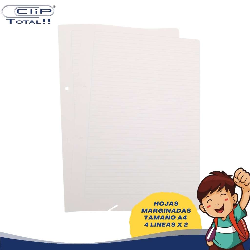 HOJAS MARGINADAS A4 4 LINEAS X002U