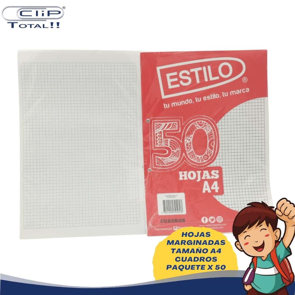 HOJAS MARGINADAS A4 CUADROS X050U PAQUETE LINEA CELESTE