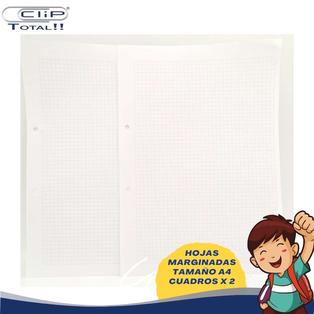 HOJAS MARGINADAS A4 CUADROS X002U