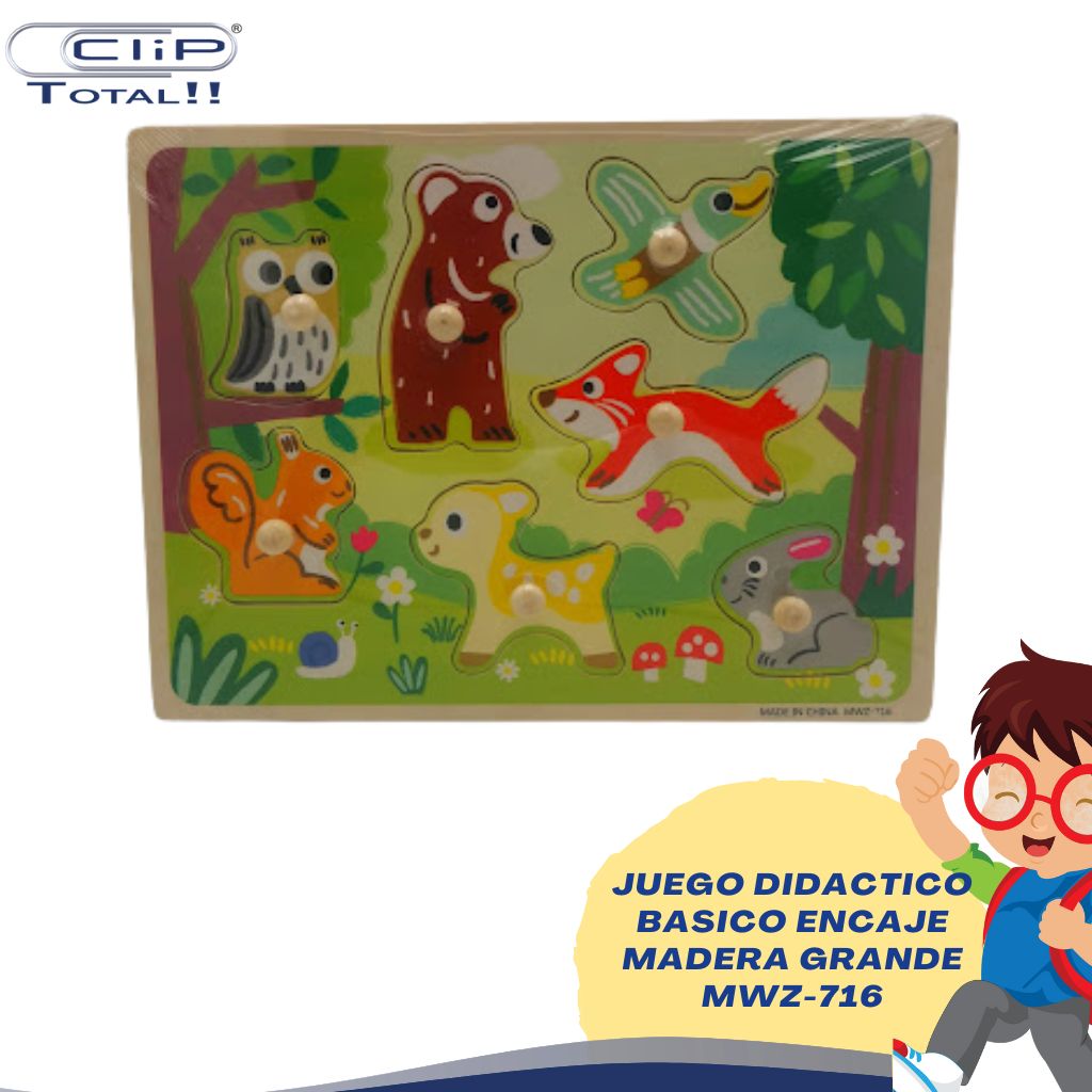 JUEGO DIDACTICO BASICO ENCAJE MADERA GRANDE MWZ-716