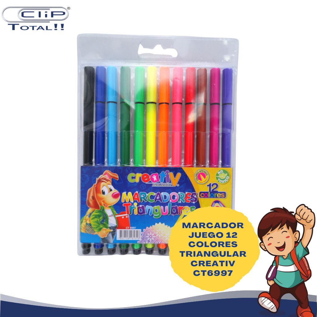 MARCADOR JUEGO 12 COLORES TRIANGULAR CREATIV CT6997