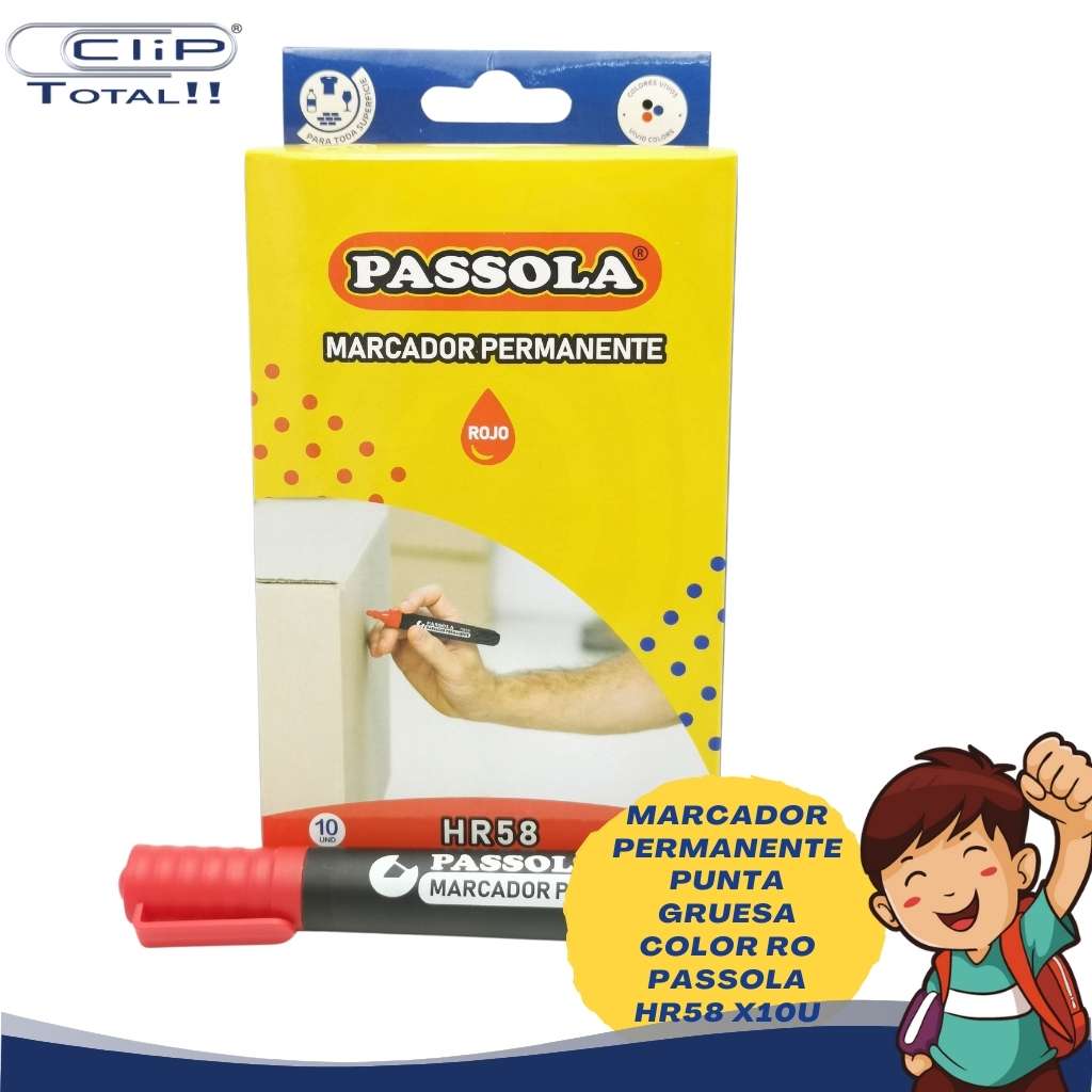MARCADOR PERMANENTE PUNTA GRUESA COLOR RO PASSOLA HR58 X10U