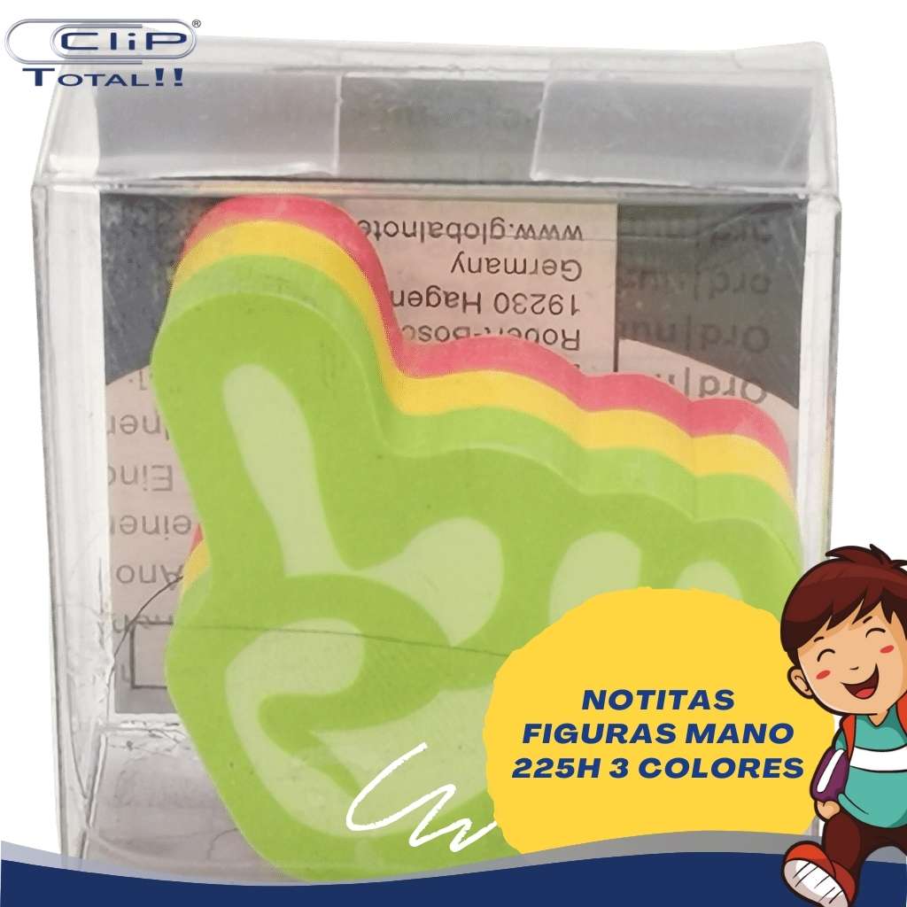 NOTITAS FIGURAS 225 HOJAS MANO 3 COLORES