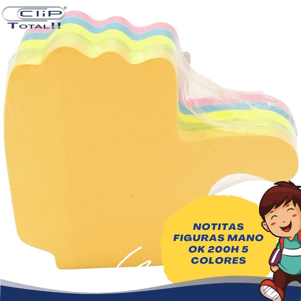 NOTITAS FIGURAS 200 HOJAS MANO OK 5 COLORES
