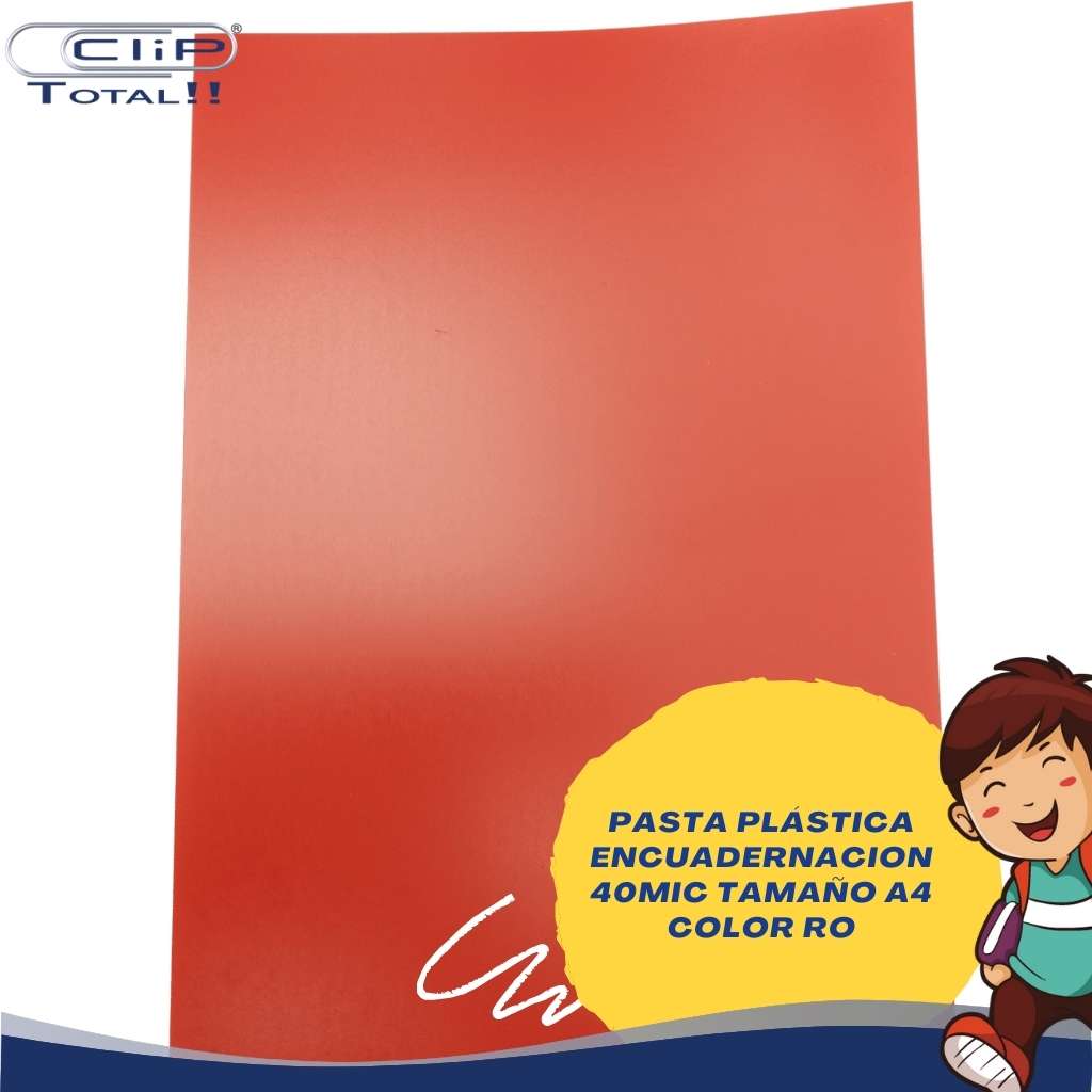 PASTA PLÁSTICA ENCUADERNACION 40MIC A4 COLOR RO