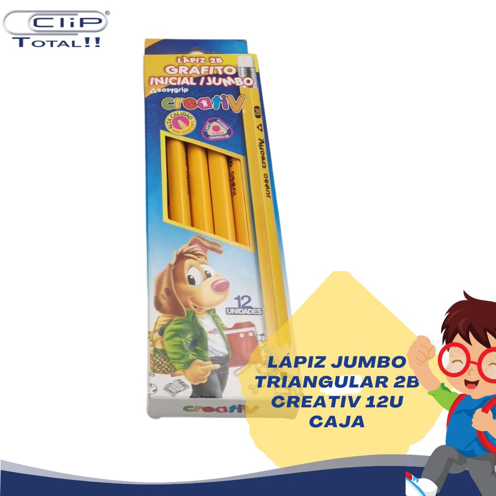 LÁPIZ JUMBO TRIANGULAR 2B CREATIV X12U CAJA