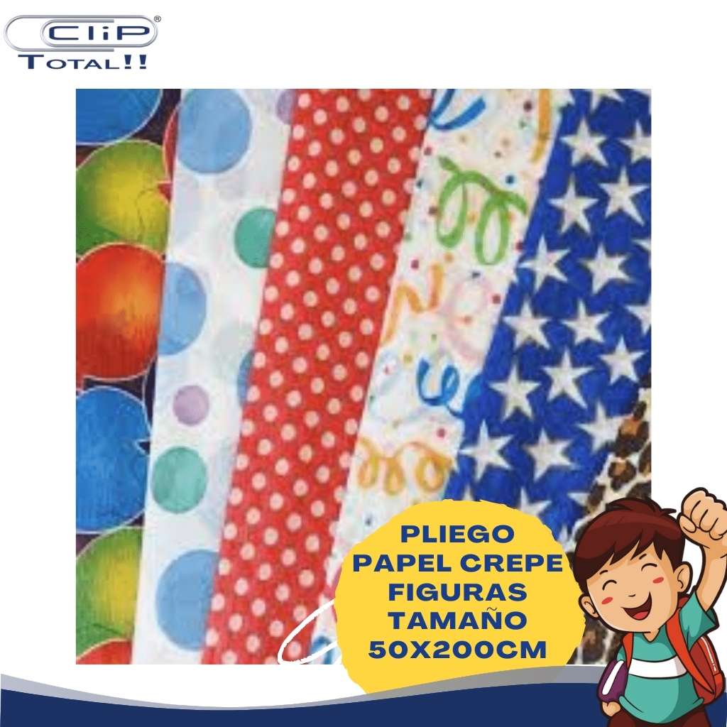 PLIEGO PAPEL CREPE DISEÑO FIGURAS 50X200CM