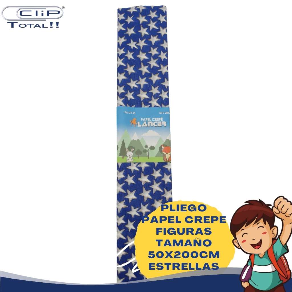 PLIEGO PAPEL CREPE FIGURAS 50X200CM DISEÑO ESTRELLAS