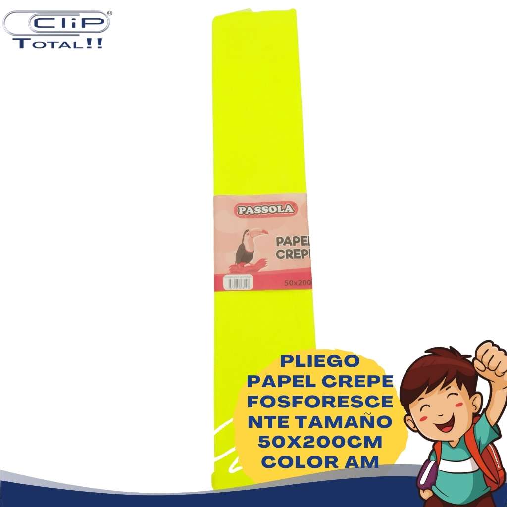 PLIEGO PAPEL CREPE FOSFORESCENTE 50X200CM COLOR AM