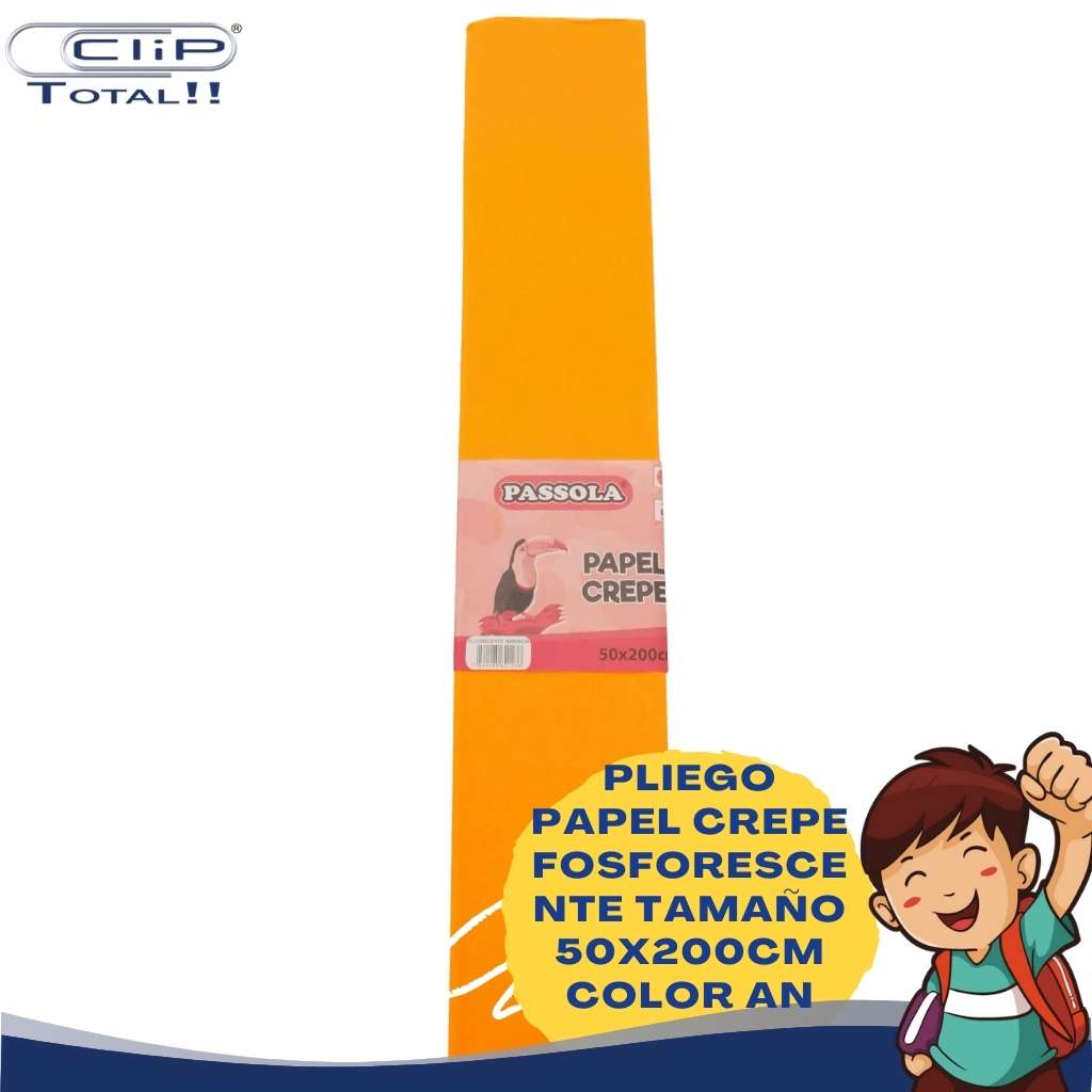 PLIEGO PAPEL CREPE FOSFORESCENTE 50X200CM COLOR AN