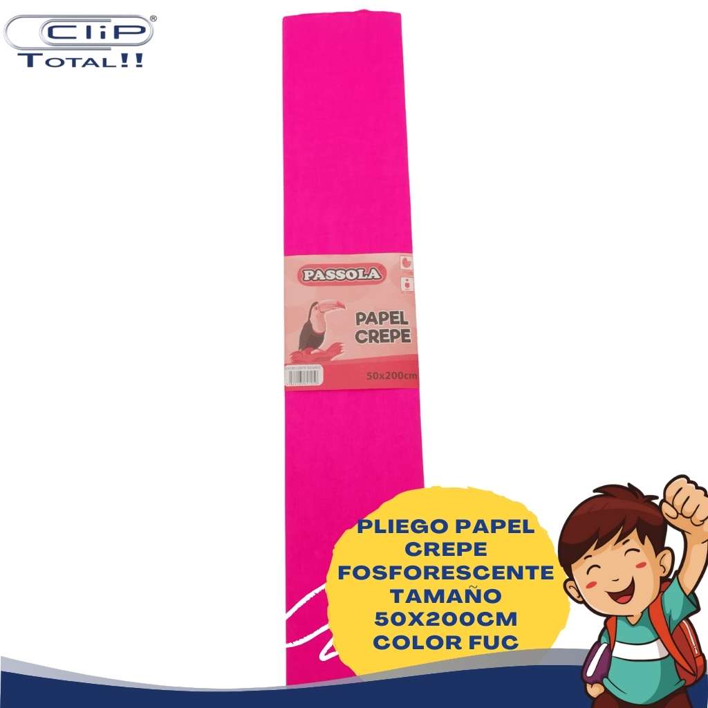 PLIEGO PAPEL CREPE FOSFORESCENTE 50X200CM COLOR FUC