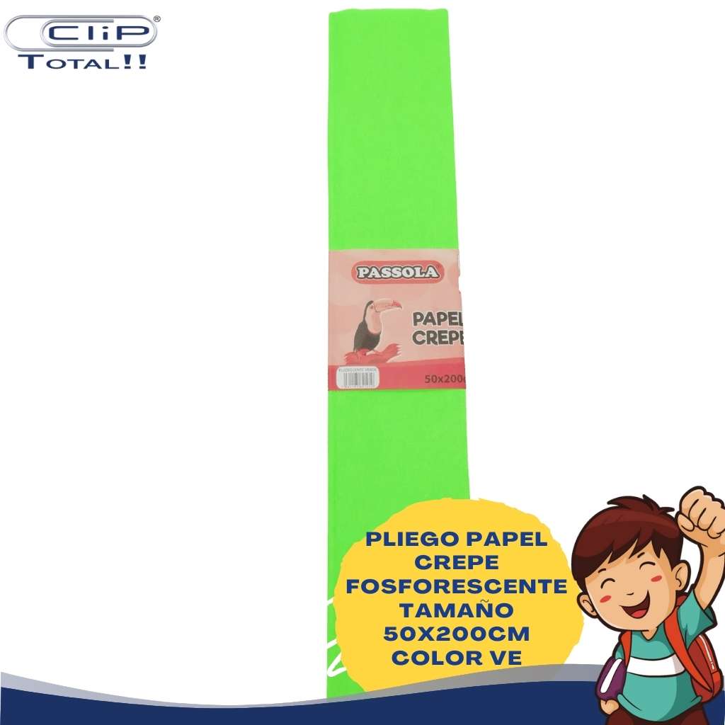 PLIEGO PAPEL CREPE FOSFORESCENTE 50X200CM COLOR VE