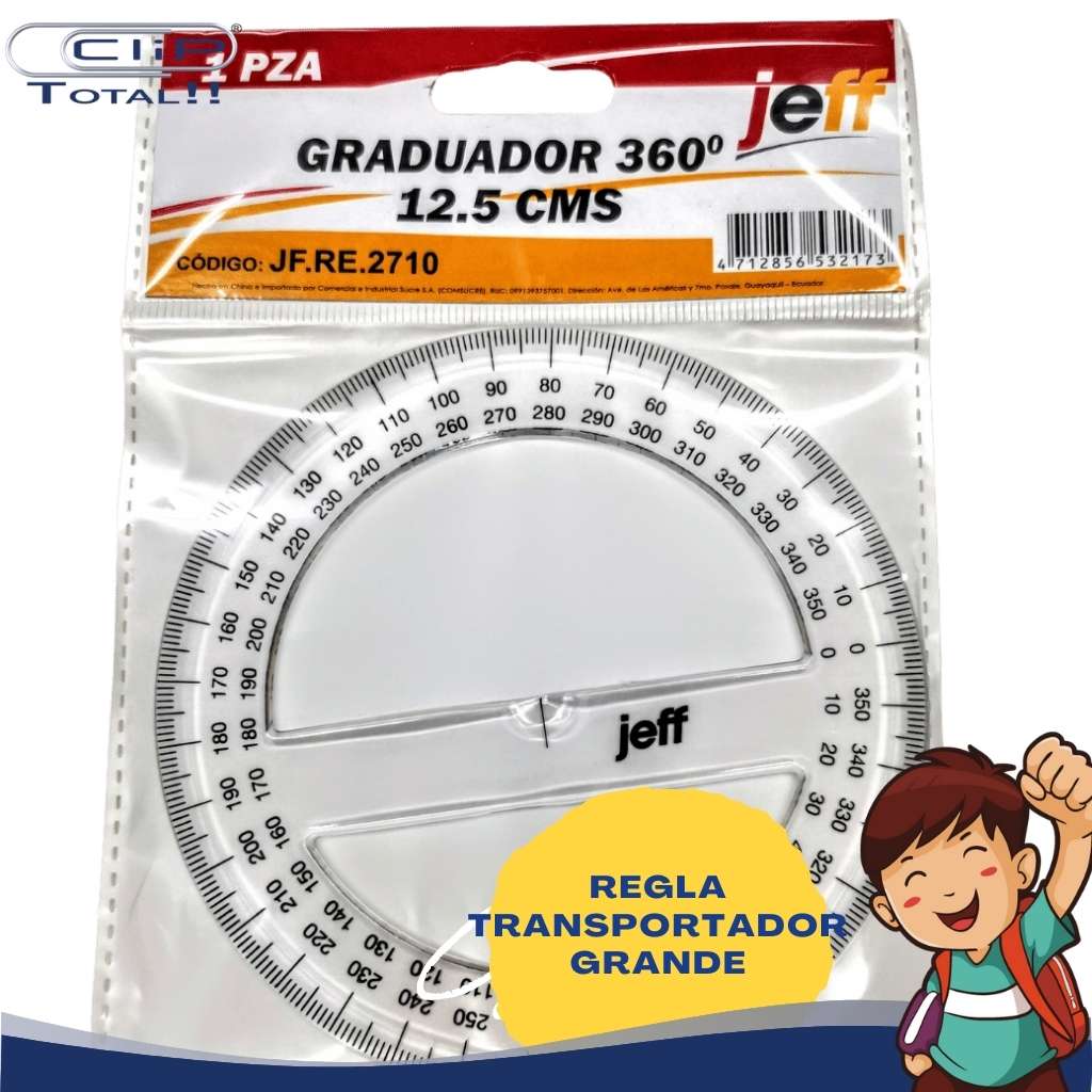 REGLA GRADUADOR TRANSPORTADOR 360GRADOS GRANDE
