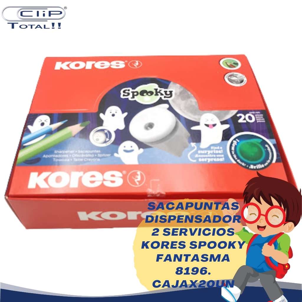 SACAPUNTAS DISPENSADOR 2 SERVICIOS KORES SPOOKY FANTASMA 8196. CAJAX20UN