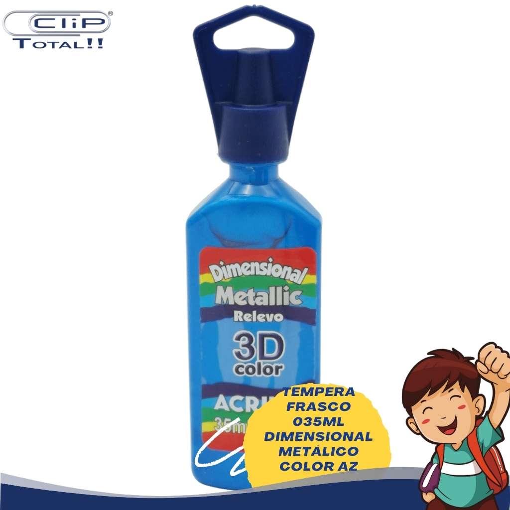 TEMPERA FRASCO 035ML DIMENSIONAL METÁLICO COLOR AZ