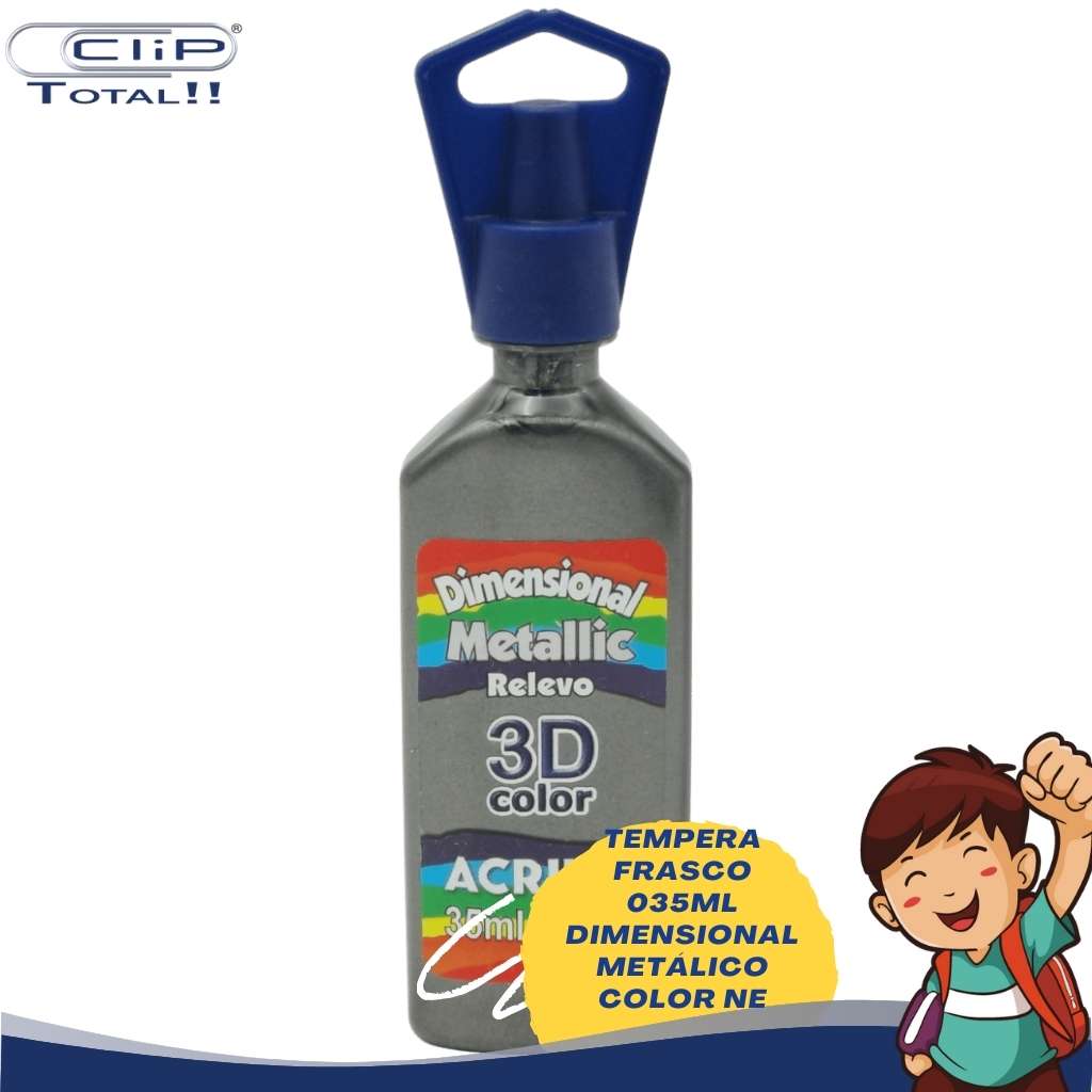 TEMPERA FRASCO 035ML DIMENSIONAL METÁLICO COLOR NE