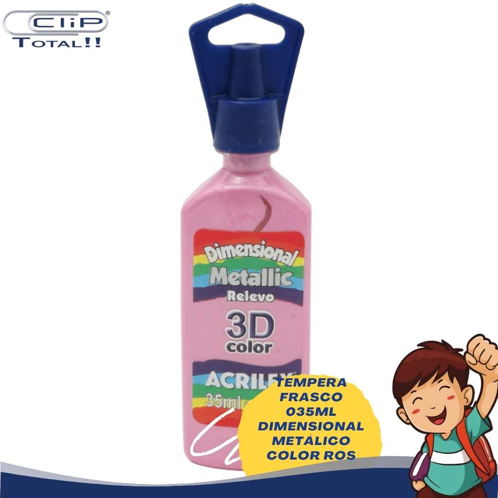 TEMPERA FRASCO 035ML DIMENSIONAL METÁLICO COLOR ROS