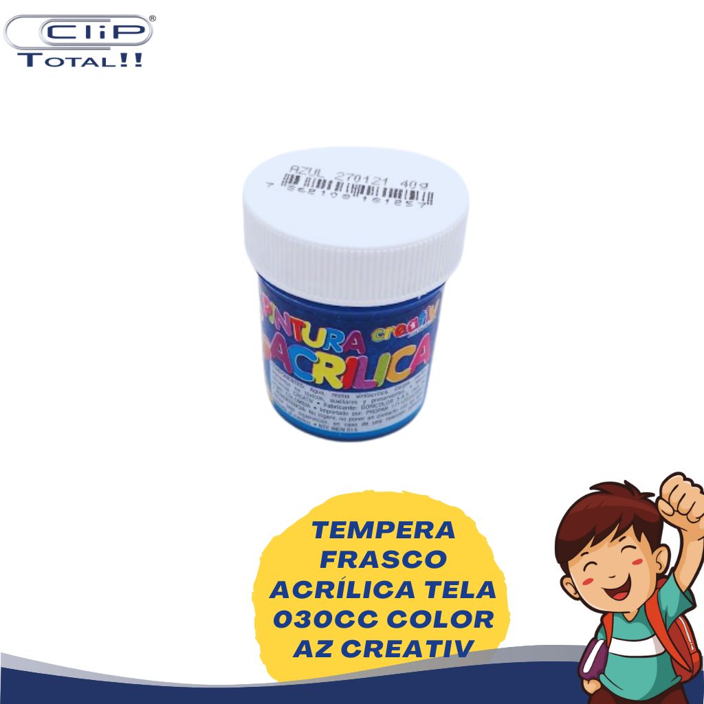 TEMPERA FRASCO ACRÍLICA TELA 030CC COLOR AZ CREATIV