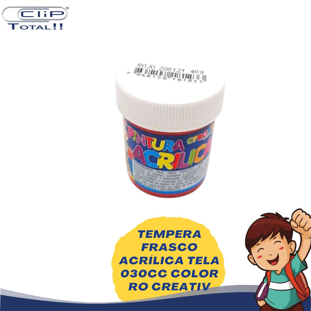 TEMPERA FRASCO ACRÍLICA TELA 030CC COLOR RO CREATIV