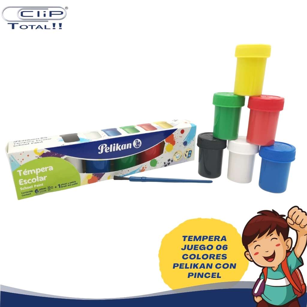 TEMPERA JUEGO 06 COLORES PELIKAN CON PINCEL